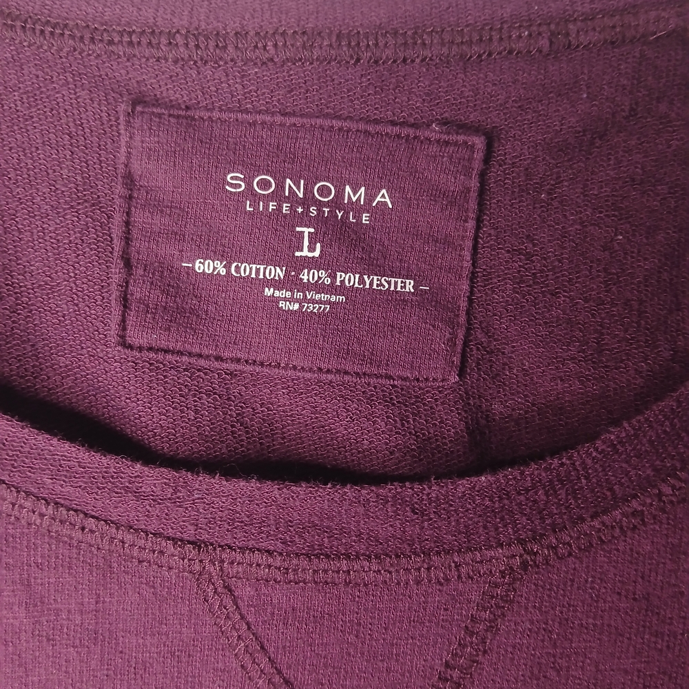 Sonoma women's burgundy three-quarter sleeve sweatshirt - Picture 2 of 4